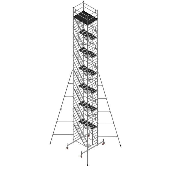 Freiheit Mobile Scaffold Tower With Stairway 1.35 m Wide – 12.4 m Platform Height
