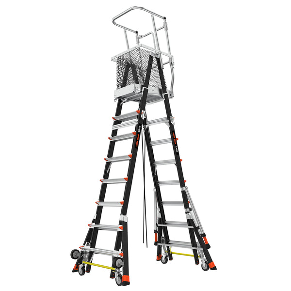 Little Giant Adjustable Safety Cage™ – 8'–14' Fiberglass Enclosed Elevated Platform | ANSI Type IAA | 375 lb Rated | Model 18515-240