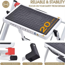 Liberti Steel 2-Step Folding Stool, Portable Safety Ladder, 150kg Load ladder