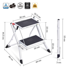 Liberti Steel 2-Step Folding Stool, Portable Safety Ladder, 150kg Load ladder