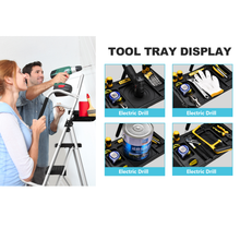 Liberti 5 Step Ladder with Handrails, Folding Step Stool Portable Steel Ladder for Adults for Home Kitchen Library Office, White