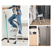 Liberti Heavy-Duty Folding Steel Step Ladder – 2 Step, 2 feet, 150KG Load Capacity, Compact & Modern Design for Home Use