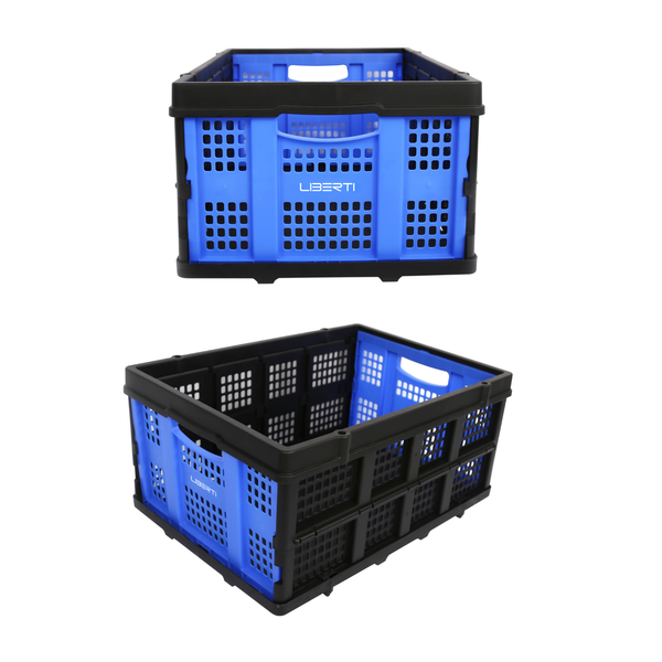 Foldable Storage Basket with Dual Opening Doors | 25kg Load Capacity | Compact Collapsible Crate – Liberti
