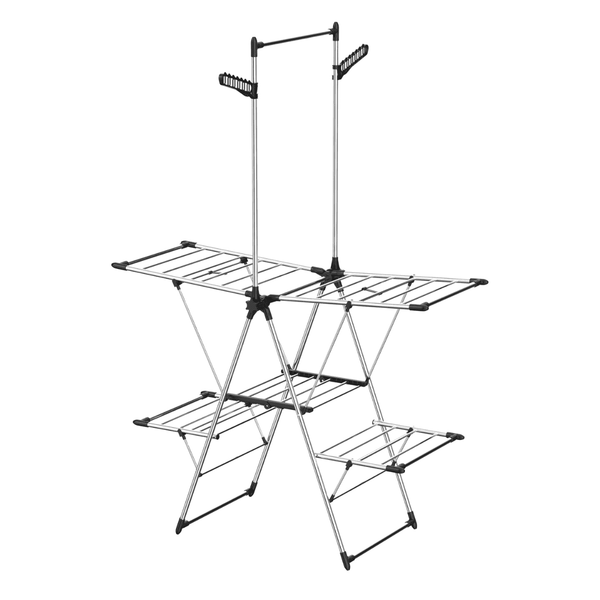 LIBERTI Stainless Steel Winged Clothes Drying Rack – Adjustable Height Multi-Layer Laundry Stand (Model 127906E)