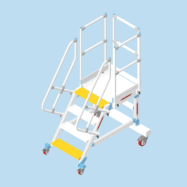 Liberti 3 + 1 step Mobile access steps with platform warehouse ladder aluminium