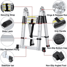 Aluminum Telescopic Folding Ladder 5 metre 2.5 x 2.5m | A-Type Multi-Purpose Extendable Ladder | Heavy Duty Non-Slip Portable Ladder for Home & Work