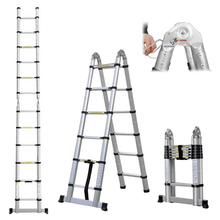 Aluminum Telescopic Folding Ladder 5 metre 2.5 x 2.5m | A-Type Multi-Purpose Extendable Ladder | Heavy Duty Non-Slip Portable Ladder for Home & Work