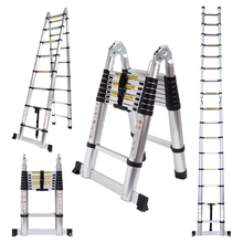 Aluminum Telescopic Folding Ladder | A-Type Multi-Purpose Extendable Ladder | Heavy Duty Non-Slip Portable Ladder for Home & Work