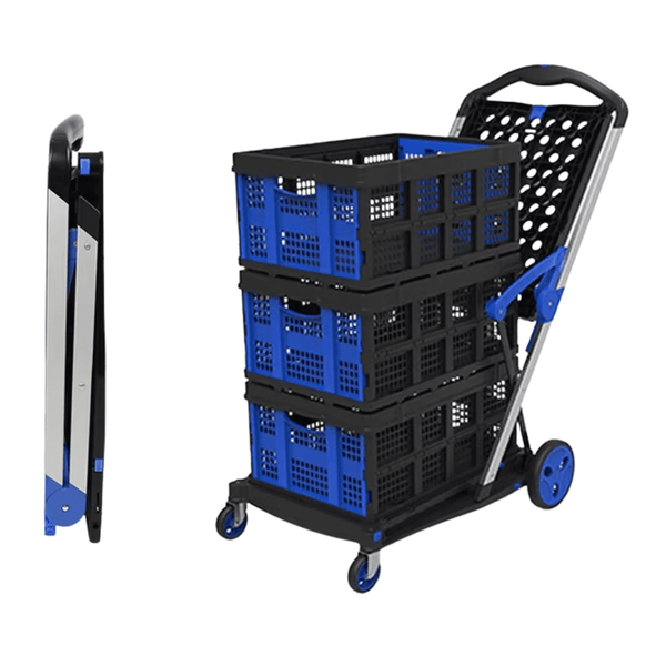 LIBERTI Two-Tier Heavy Duty Foldable Hand Truck with Baskets & Four TPR Wheels - FW-99C