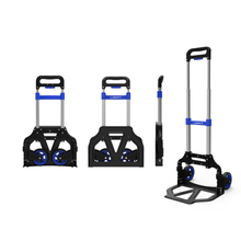 Lightweight, portable, and foldable aluminum luggage cart designed for warehouses, travel, and daily material handling